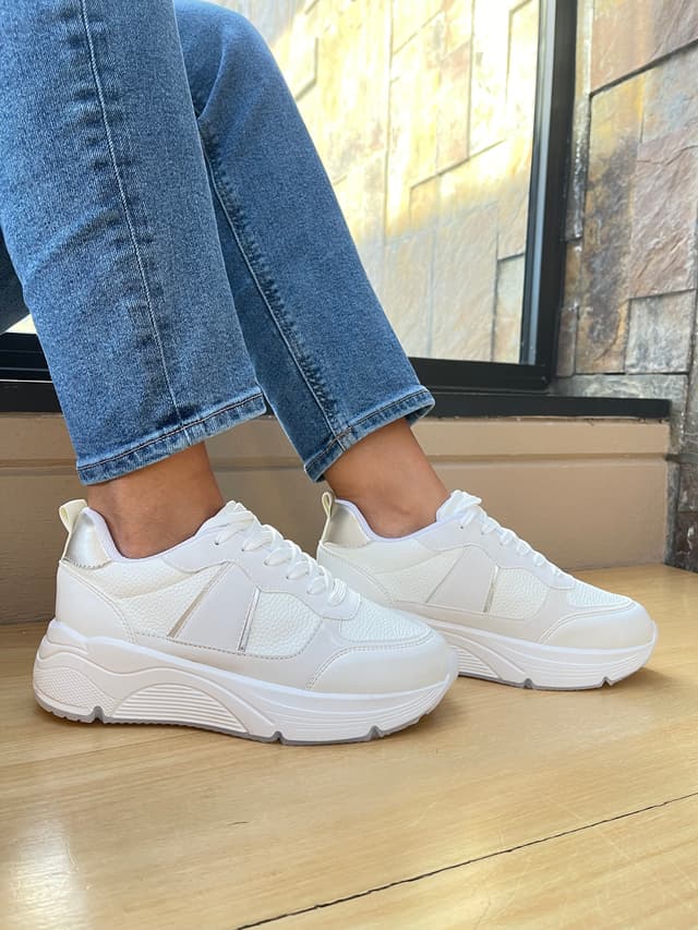 Tenis Casual Piram Talco Plata De Mujer