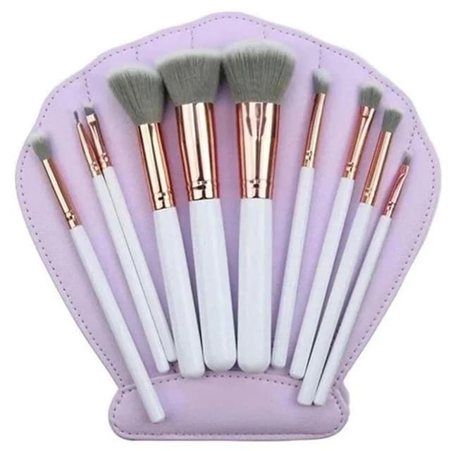 Set Brochas X10 Piezas Blanco Concha Mar