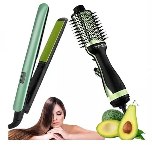 Combo Cepillo Secador Plancha Aguacate