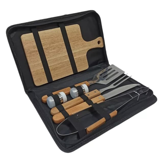 Set Bbq Utensilios Asado Acero 7 Piezas
