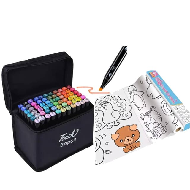 Combo Marcadores X80 Papel Para Dibujo