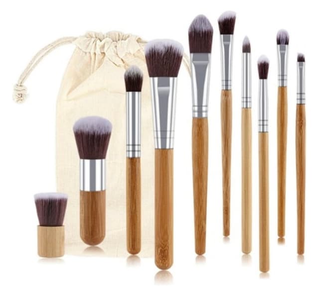 Brochas Bambu Maquillaje 11 Piezas