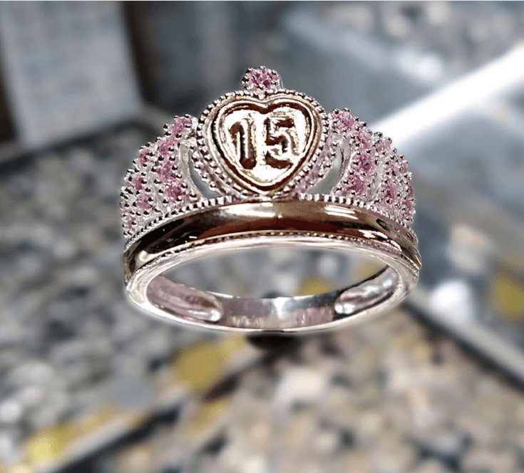 Anillo En Plata Y Oro Quinceanera