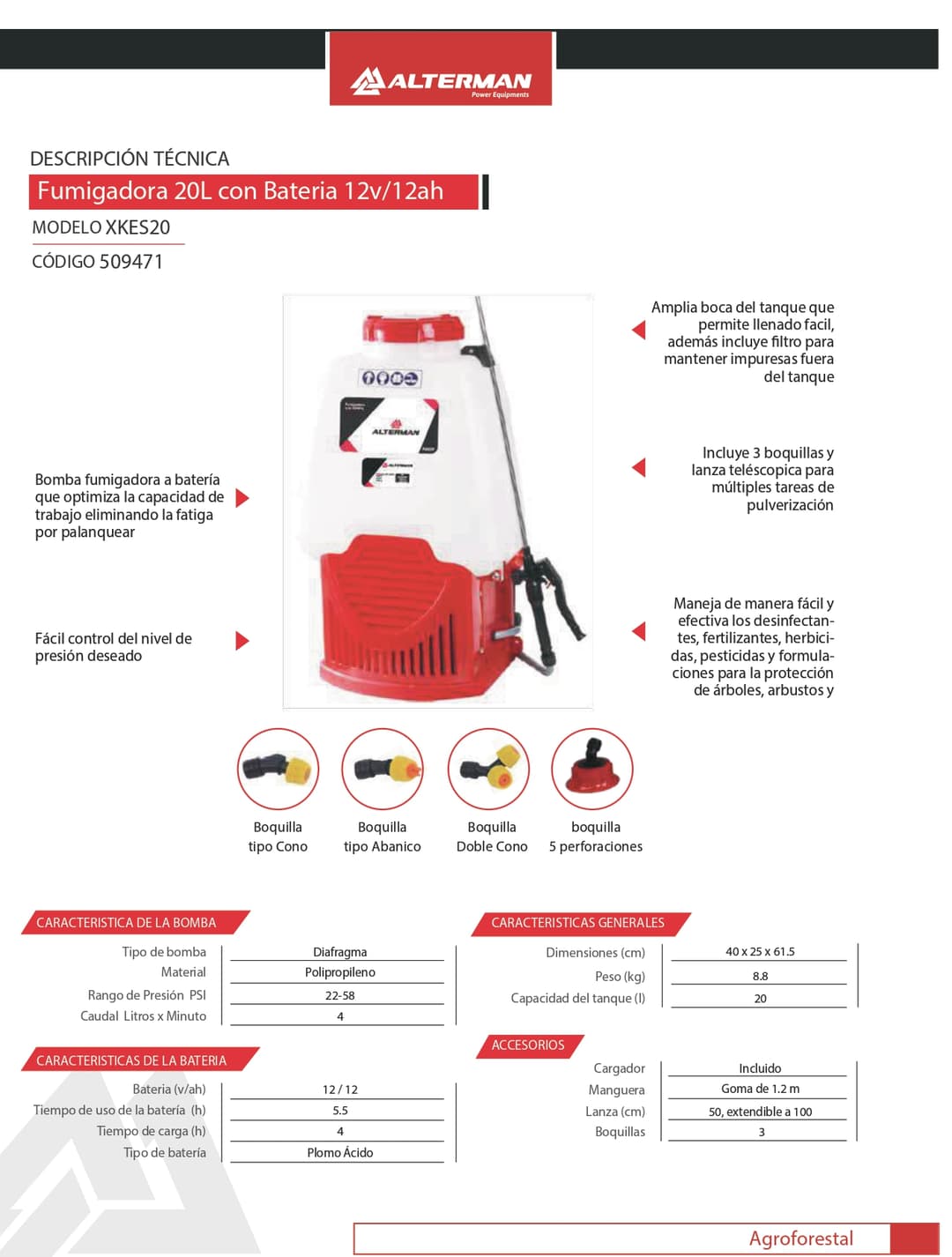 Fumigadora A Bateria X20 Litros Alterman