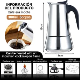 Cafetera Expres Acero Inoxidable 6 Tazas thumbnail 4