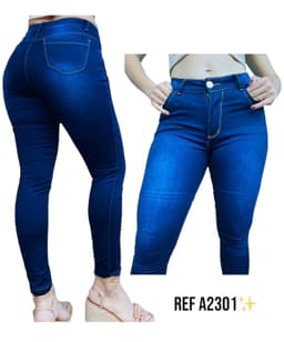 Jeans Skinny De 1 Boton Negro Y Azul thumbnail 2