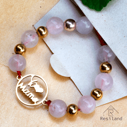 Pulsera De Cuarzo Rosa Yo Amo A Mama thumbnail 1