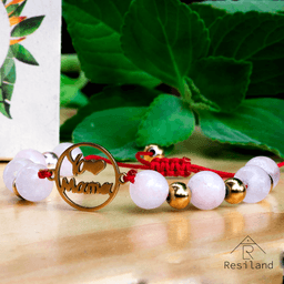 Pulsera De Cuarzo Rosa Yo Amo A Mama thumbnail 2
